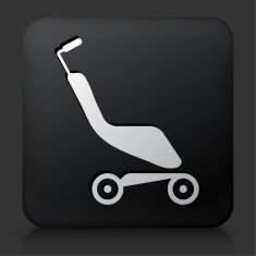 Black Square Button with Folding Stroller