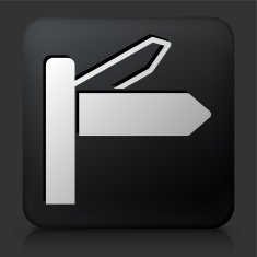 Black Square Button with Street Sign Icon