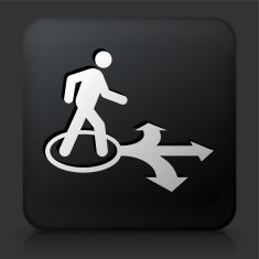 Black Square Button with Walking Direction Icon