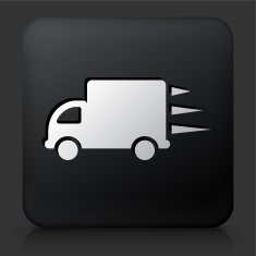 Black Square Button with Delivery Truck Icon