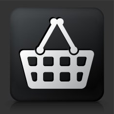 Black Square Button with Shopping Cart Icon N2