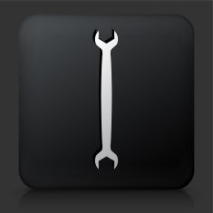 Black Square Button with Wrench Icon N2