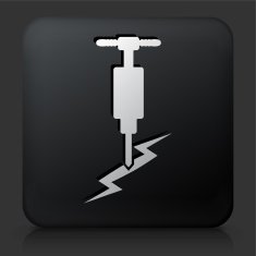 Black Square Button with Jackhammer Icon