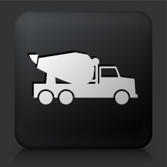 Black Square Button with Cement Truck Icon