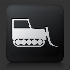 Black Square Button with Shoveling Machine Icon