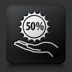 Black Square Button with 50 Discount