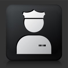 Black Square Button with Police Officer Icon
