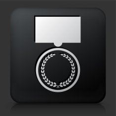 Black Square Button with Medal Icon