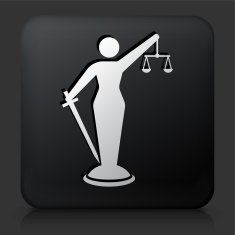Black Square Button with Lady Justice Icon