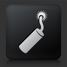 Black Square Button with Dynamite Icon