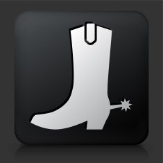 Black Square Button with Cowboy Boots Icon