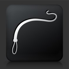 Black Square Button with Whip Icon