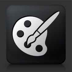 Black Square Button with Art Tool Icon