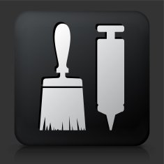 Black Square Button with Brush & Glue Gun