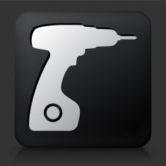 Black Square Button with Drill Icon N2