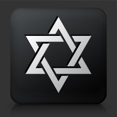 Black Square Button with Star of David Icon