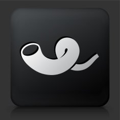 Black Square Button with Shofar Icon