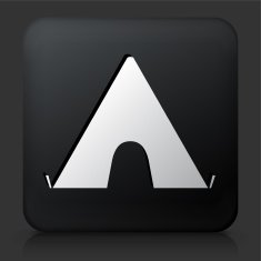 Black Square Button with Hut Icon