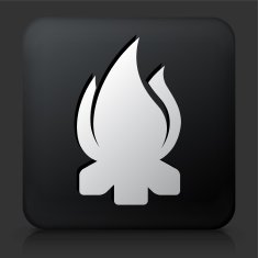 Black Square Button with Campfire Icon N2