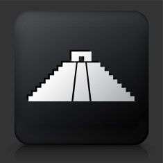 Black Square Button with Native American Pyramid Icon
