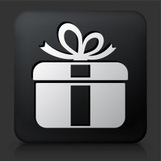 Black Square Button with Gift Box N2