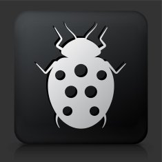 Black Square Button with Lady Bug Icon