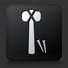 Black Square Button with Hammer & Nails Icon