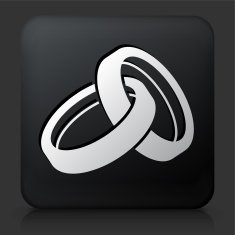 Black Square Button with Engagment Rings Icon