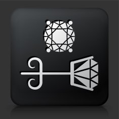 Black Square Button with Earings Icon