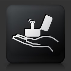 Black Square Button with Engagment Ring Icon
