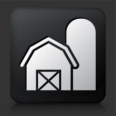 Black Square Button with Barn Icon