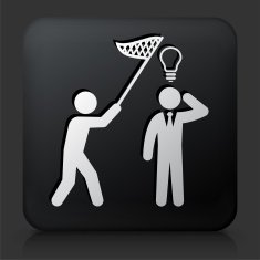 Black Square Button with Catching Idea Icon N2