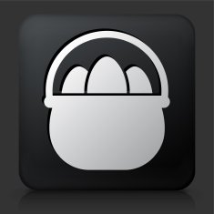Black Square Button with Easter Egg Basket Icon