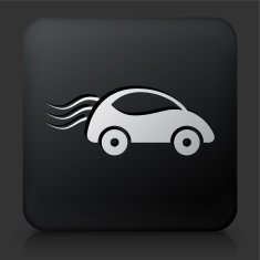 Black Square Button with Car Travel Icon