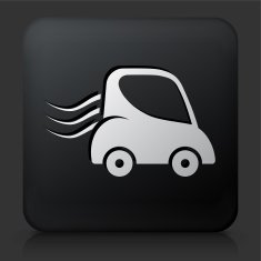 Black Square Button with Car Travel Icon N2