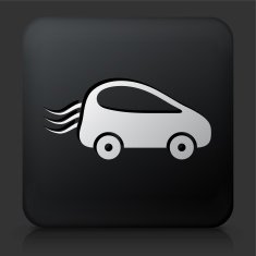 Black Square Button with Car Travel Icon N3