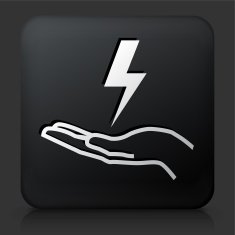 Black Square Button with Holding Energy Icon