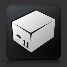 Black Square Button with Box Icon