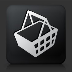 Black Square Button with Shopping Cart Icon N4