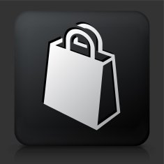 Black Square Button with Shopping Bag