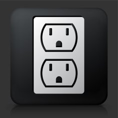 Black Square Button with Outlet Icon