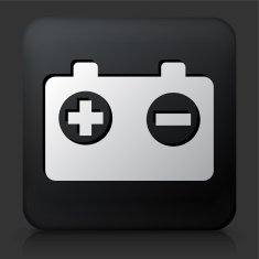 Black Square Button with Battery Icon