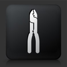 Black Square Button with Pliers Icon