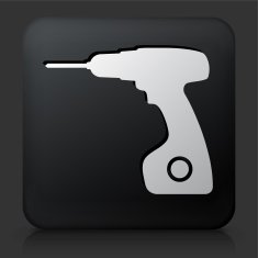 Black Square Button with Drill Icon N3