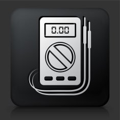 Black Square Button with Voltmeter Icon N3