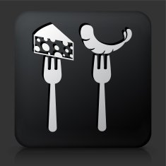 Black Square Button with Restaurant Cheese & Shrimp