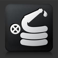 Black Square Button with Fire Hose Icon