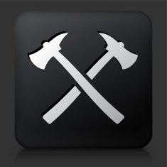 Black Square Button with Axe Icon