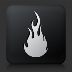 Black Square Button with Flame Icon