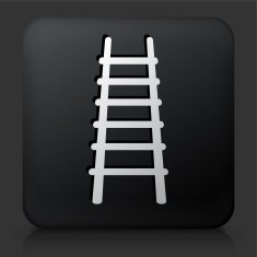Black Square Button with Fire Ladder